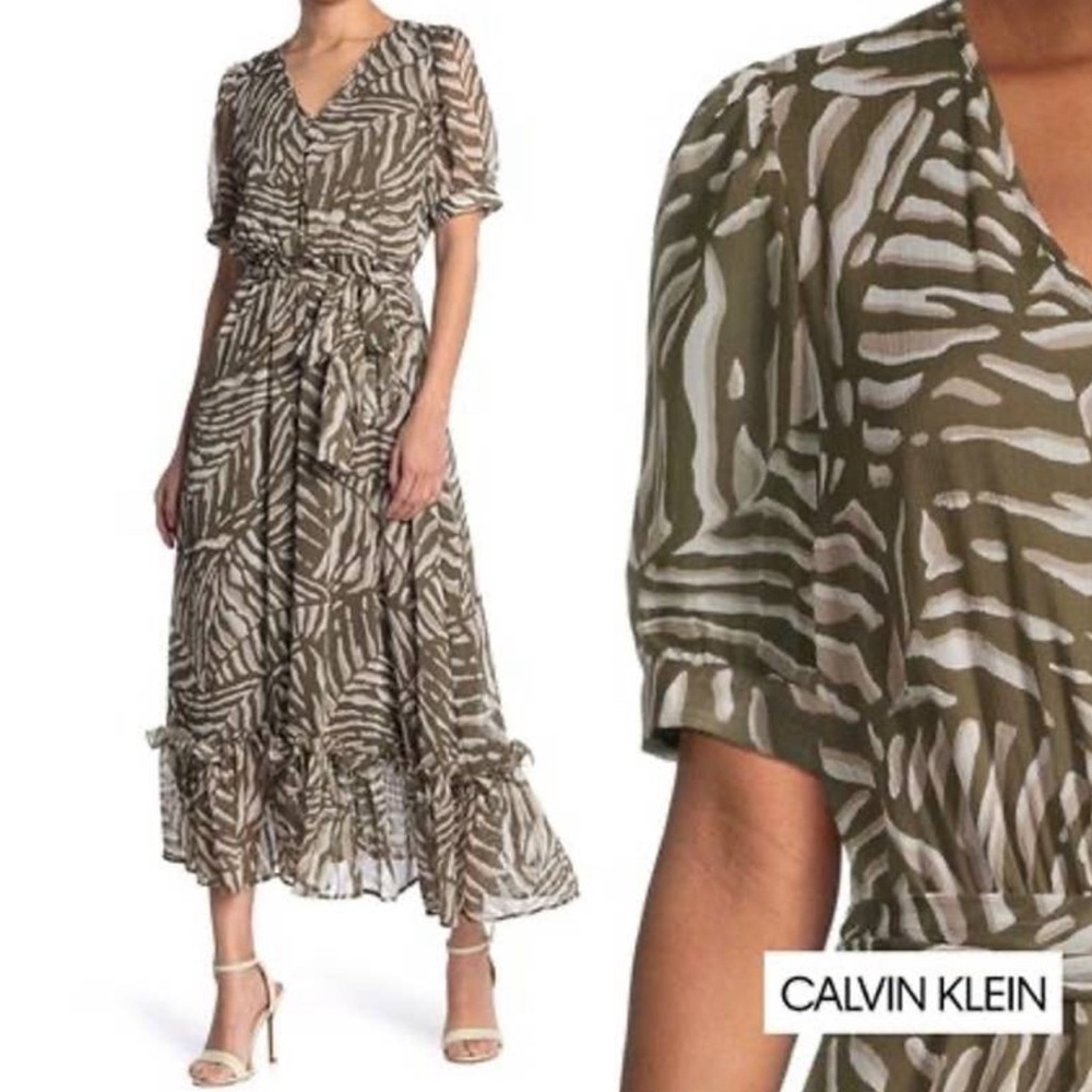 Calvin Klein button front long dress